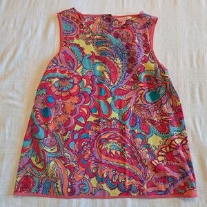Lilly Pulitzer Embellished Paisley women's size small silk tank top,